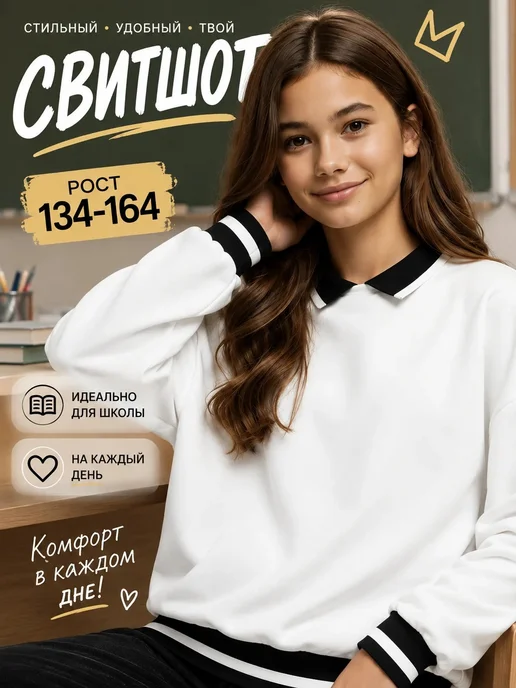 Свитшот оверсайз школьный