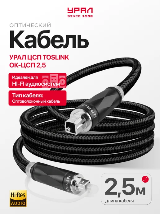 Оптический кабель Урал TosLink 2.5 метра